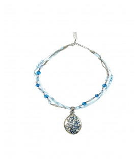 Blauwe korte halsketting