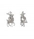 Zilverkleurige oorclips met als afbeelding een rendier en strass steentjes