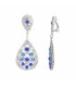 Zilverkleurige oorclips met heldere blauwe strass steentjes