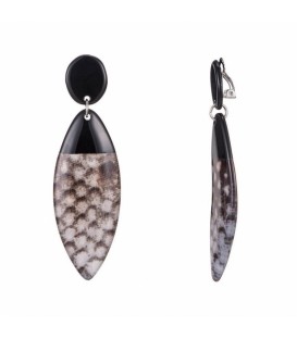 Zwarte oorclips met dieren print als hanger