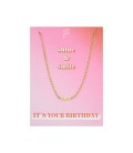 Goudkleurige halsketting met geboortejaar 1985 en verjaardagskaart