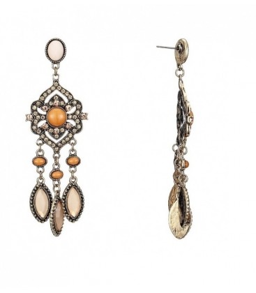 Bruine oorhangers met strass steentjes en bruine hangertjes
