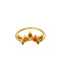 Goudkleurige ring in vorm van kroon met gele en oranje stenen (18)