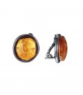 Oranje ovale oorclips in gun black metalen zetting van Belle Miss