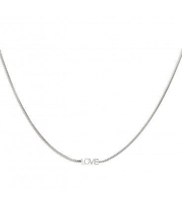 Zilverkleurige platte halsketting met 'LOVE'