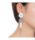 Lange oorclips met witte parelmoer en zilverkleur hanger