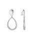 zilverkleurige oorclips met een gladde ovale hanger en een bewerkt oorstukje