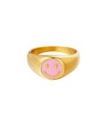 Goudkleurige ring met een roze emaille coating (17)