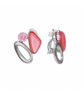 Roze oorclips met een roze strass steentje