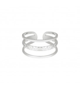 Zilverkleurige ring met drie lagen
