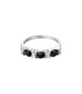 Zilverkleurige ring met zwarte steentjes in XOXO design (18)