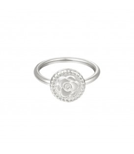 zilverkleurige ring met bloem relief (16)