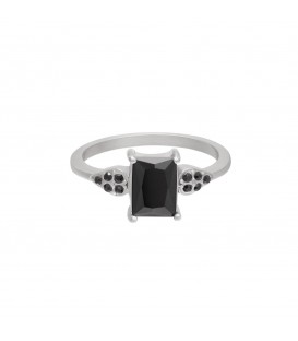 zilverkleurige ring met een zwarte vierkante steen en kleine zirkoonsteentjes (16)