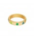 Goudkleurige ring met groene sterretjes (18)
