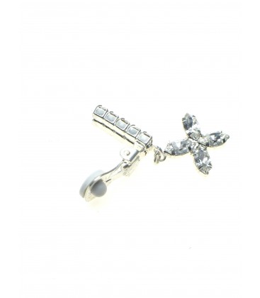 Oorclips met helders strass steentjes in zilerkleurige zetting