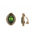 Ovale oorclips met groene facet steen in een goudkleurige zetting van Belle Miss
