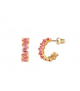 Goudkleurige oorhangers met roze zirconia steentjes