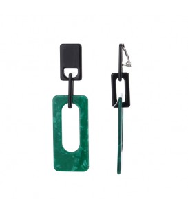 Mooie oorclips met een groen gekleurde hanger en een zwart oorstukje