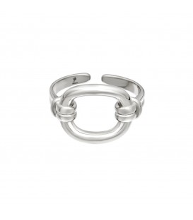 zilverkleurige ring met een open vierkant