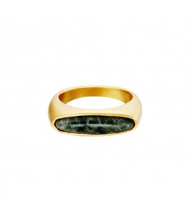 goudkleurige ring met een groene marmeren staaf (16)
