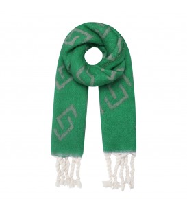 groene warme winter sjaal met print