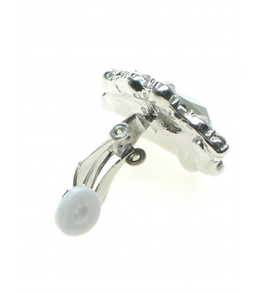 Grijze oorclips met een strass stenen rand