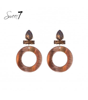 Bruine oorhangers met zirconia steentjes