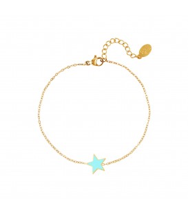 goudkleurige armband met een lichtblauwe ster