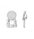Zilverkleurige oorclip met vierkante zilverkleur hanger en witte inleg