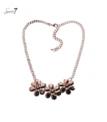 Rosegoudkleurige ketting met drie bloemen