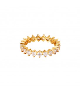 goudkleurige ring met witte zirkoonstenen (18)