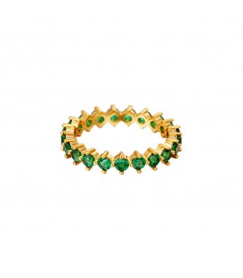 goudkleurige ring met groene zirkoonstenen (17)