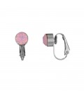 Zilverkleurige oorclips met roze strass steen