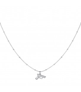zilverkleurige halsketting met een pistool bedeltje