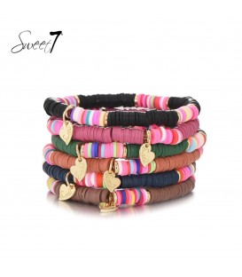 sweet7 armband,vrolijke armband,kleurrijke kralen,elastiene armband,comfortabele armband,zomerse armband