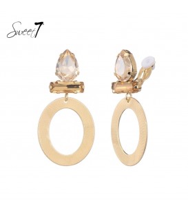 gouden oorclips,beige strass stenen,sweet 7,sieraden,luxe,fashionable.