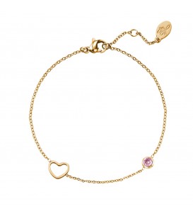 goudkleurige armband met roze geboortesteen oktober