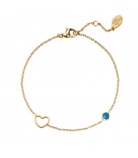 goudkleurige armband met blauwe geboortesteen december