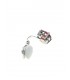 Oorclips met helder rode Zirconia strass steen in zilverkleurige zetting