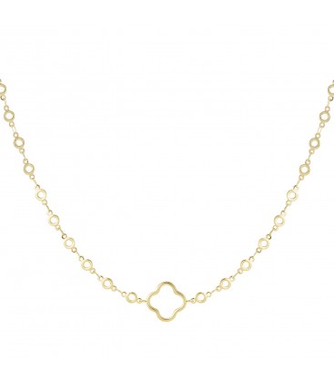 Goudkleurige ketting cirkels met klaver