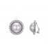 Witte kunst parel oorclips met een strass rand rondom