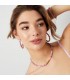 Roze met goudkleurige platte kralen oorhangers