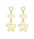 Goudkleurige oorhangers met 3 bedels ,hart en bloemen