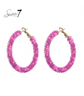 roze glaskralen oorringen-perfect voor elke outfit