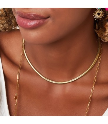 Platte schakelketting zilverkleurig