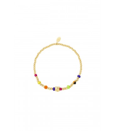 Goudkleurige kralen armband met kleurrijke kralen