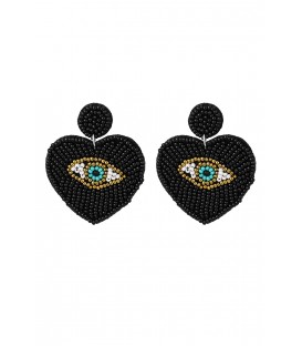 zwarte kralen oorhangers,yehwang,oog,minimalistisch,stijlvol,sieraden.
