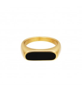 Goudkleurige ring met een zwarte staafvorm (16)