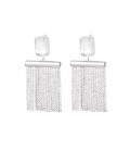 Zilverkleurige oorhangers met hangende slingers en strass steentjes