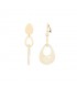 Creme oorclips met 2 hangers en een effen oorstukje